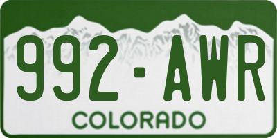 CO license plate 992AWR