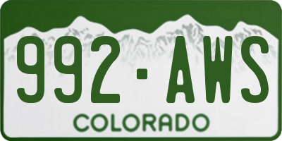 CO license plate 992AWS