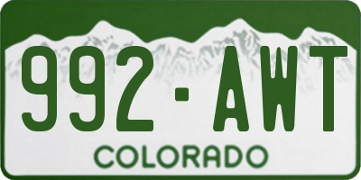CO license plate 992AWT