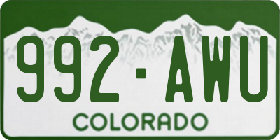 CO license plate 992AWU