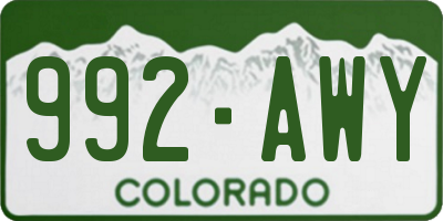 CO license plate 992AWY