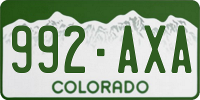 CO license plate 992AXA