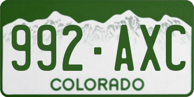 CO license plate 992AXC