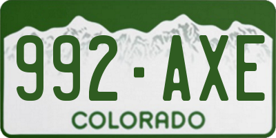 CO license plate 992AXE