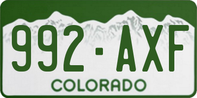 CO license plate 992AXF