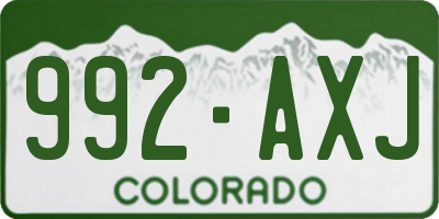 CO license plate 992AXJ
