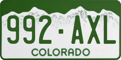 CO license plate 992AXL