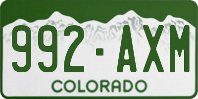 CO license plate 992AXM