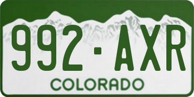 CO license plate 992AXR