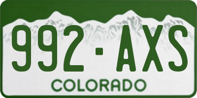 CO license plate 992AXS