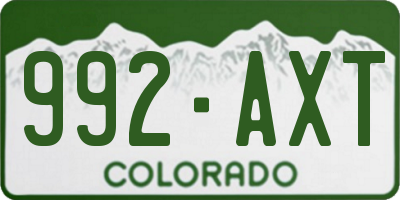 CO license plate 992AXT