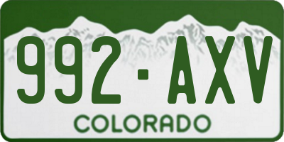 CO license plate 992AXV