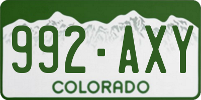 CO license plate 992AXY
