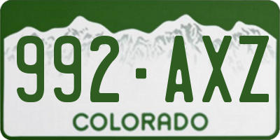 CO license plate 992AXZ