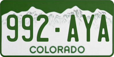 CO license plate 992AYA