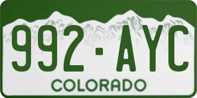 CO license plate 992AYC