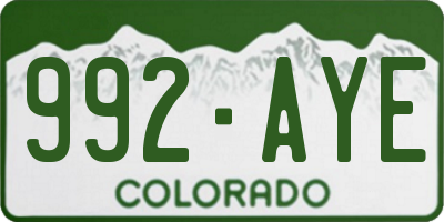 CO license plate 992AYE