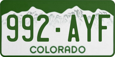 CO license plate 992AYF