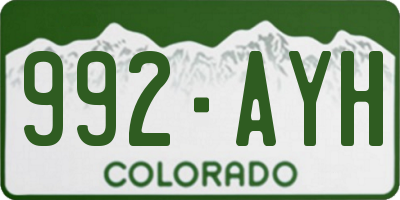 CO license plate 992AYH