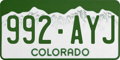 CO license plate 992AYJ