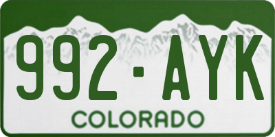 CO license plate 992AYK