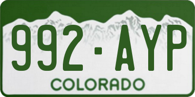 CO license plate 992AYP