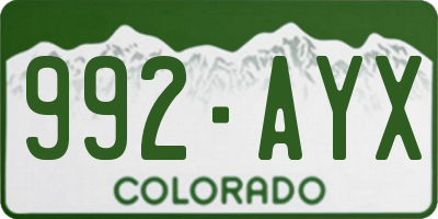CO license plate 992AYX