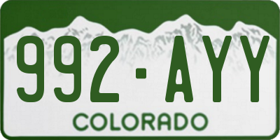 CO license plate 992AYY
