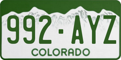 CO license plate 992AYZ