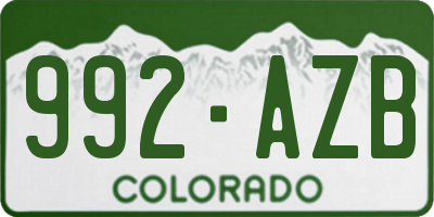 CO license plate 992AZB