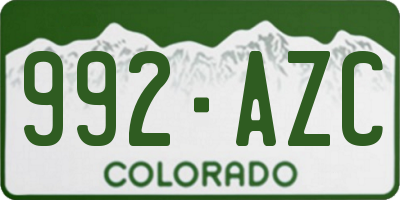 CO license plate 992AZC