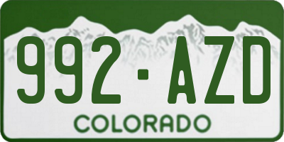 CO license plate 992AZD