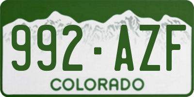 CO license plate 992AZF