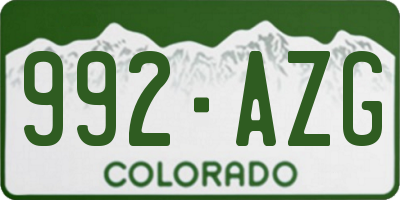 CO license plate 992AZG