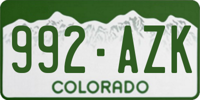 CO license plate 992AZK