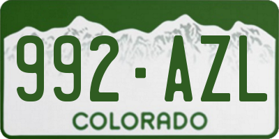 CO license plate 992AZL