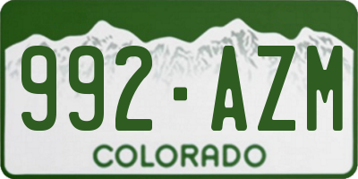 CO license plate 992AZM