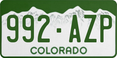 CO license plate 992AZP