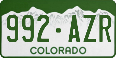 CO license plate 992AZR