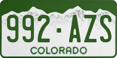 CO license plate 992AZS