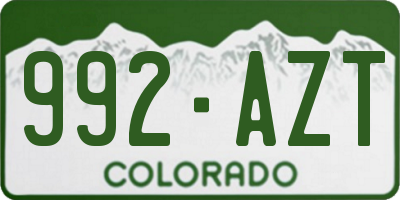 CO license plate 992AZT
