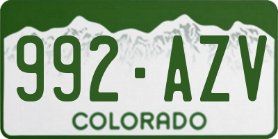 CO license plate 992AZV