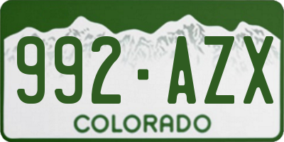 CO license plate 992AZX