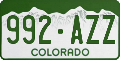 CO license plate 992AZZ