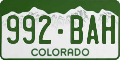 CO license plate 992BAH