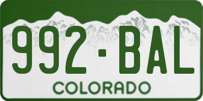 CO license plate 992BAL