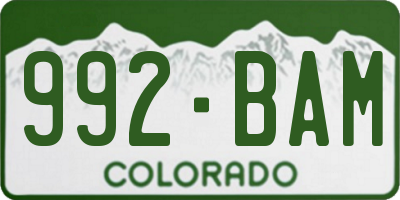 CO license plate 992BAM