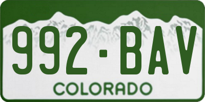 CO license plate 992BAV