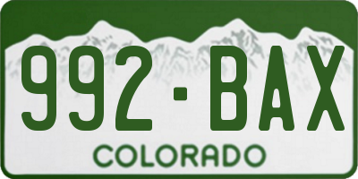 CO license plate 992BAX