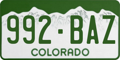 CO license plate 992BAZ